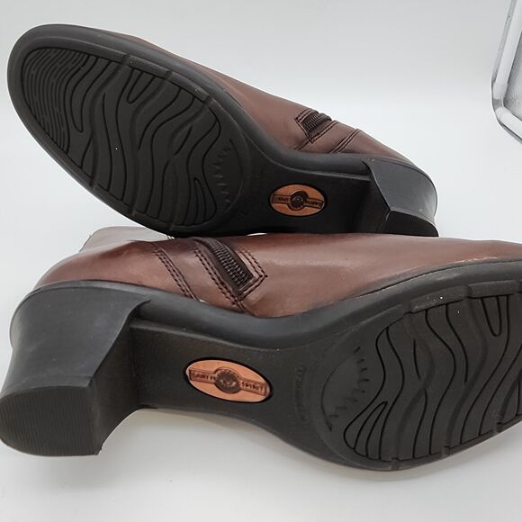 Earth Spirit Classics Fiona Ankle Boots Womens 10 Brown Leather Pleated Booties - Picture 11 of 12